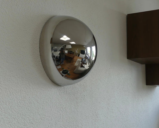 Chrome decoration in the form of a Lumevre convex mirror, made of stainless steel