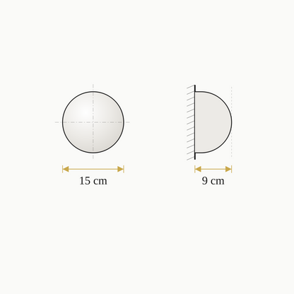 A sketch drawing of the convex mirror 15 cm, containing the diameter and height size in centimeters